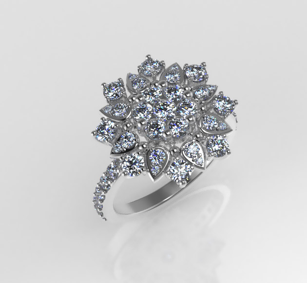 Luxurious Cluster Flower Ring 