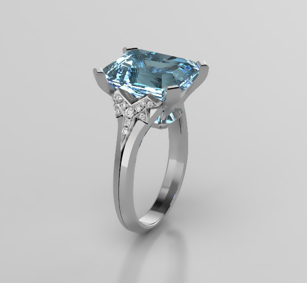 Aquamarine and Diamond Ring