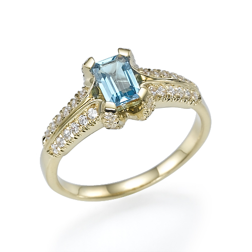Blue Topaz Diamonds Ring