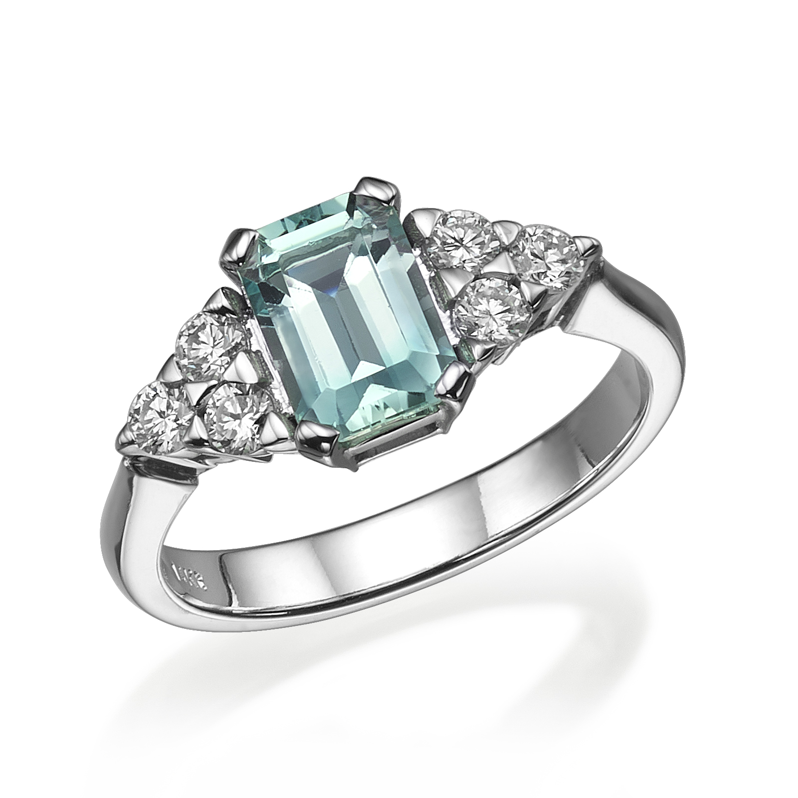 Art Deco Inspired Aquamarine and Diamond Ring
