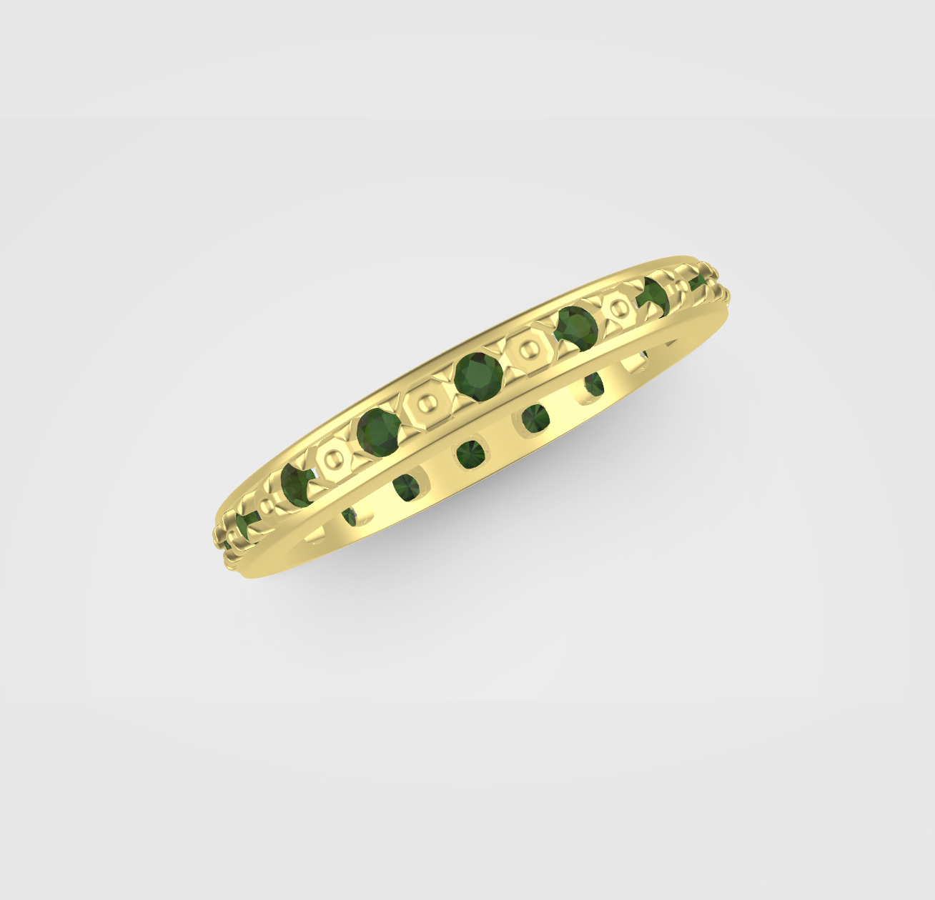 Round Cut Green Tourmaline Full Eternity Band