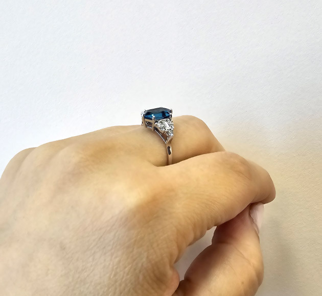 Art Deco design Hexagon London Blue Topaz ring