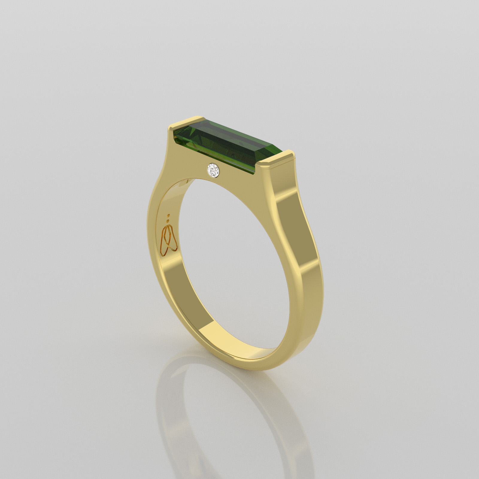 Green Tourmaline and diamond Gold Ring