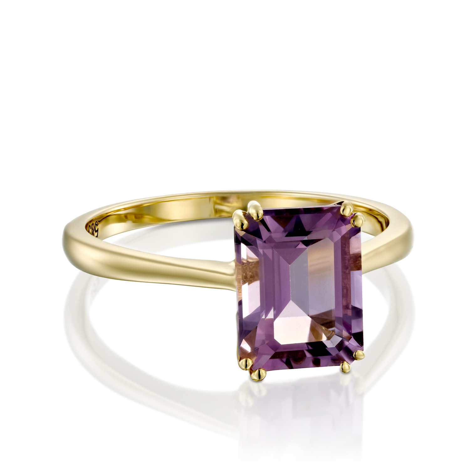 Emerald cut amethyst ring