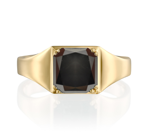 Natural Sqaure Black Diamond Ring for Men