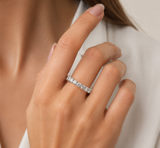 Infinite Sparkle Full Diamond Eternity Ring in 18K White Gold