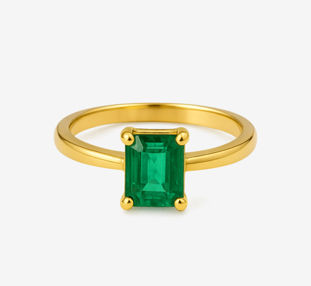 Natural Emerald Ring in 14K Yellow Gold