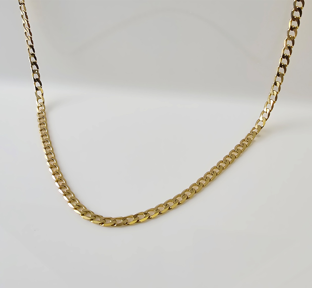 Solid Flat Cuban Chain Necklace High-Shine Edge Finish | 55cm