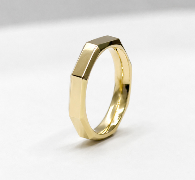 octagon faceted wedding ring