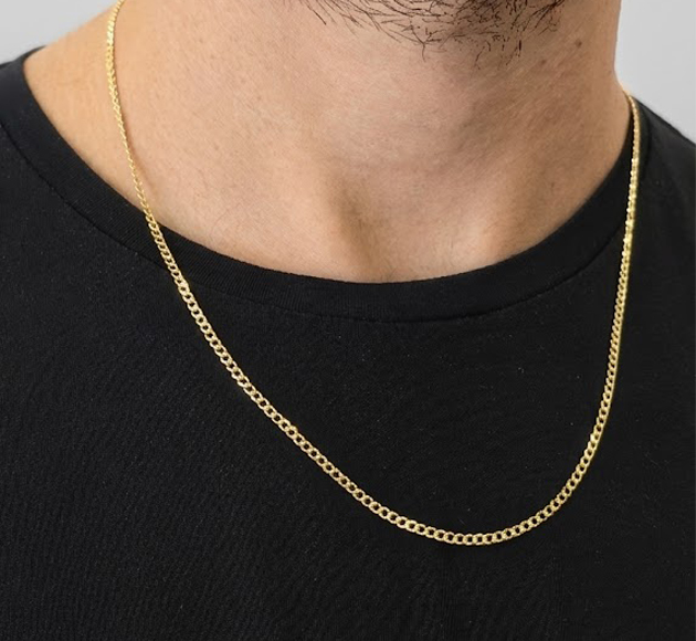 Solid Flat Cuban Chain Necklace High-Shine Edge Finish | 55cm