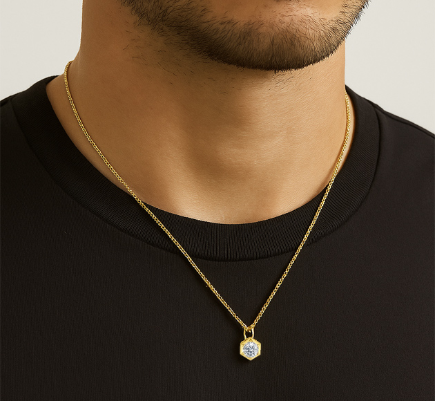 Men’s HEXAGLOW Gold Pendant