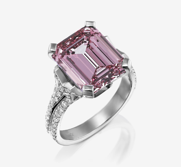 Sparkling Diamond Pink Kunzite Ring