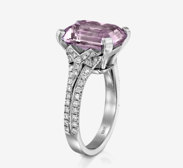 Sparkling Diamond Pink Kunzite Ring