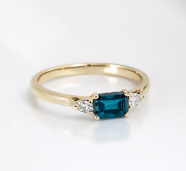 Rena Ring 14K Gold with London Blue Topaz & Lab-Grown Diamonds