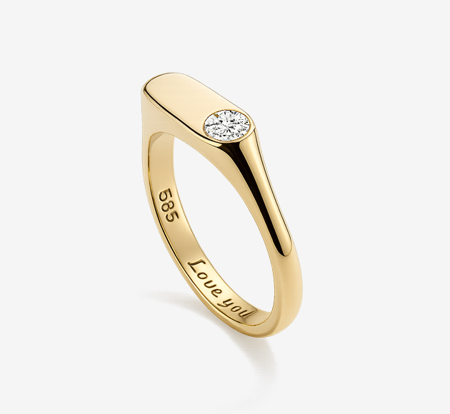 14K Yellow Gold Pinky Ring with Diamond