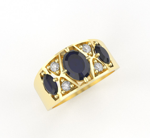 Art Deco wide ring, Emeralds & Diamonds _COPY