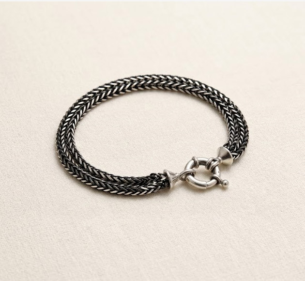 Double Black Chain Bracelet for Mens