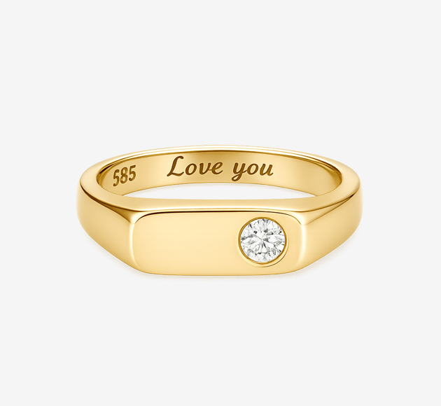 14K Yellow Gold Pinky Ring with Diamond