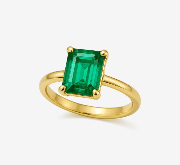 Natural Emerald Ring in 14K Yellow Gold