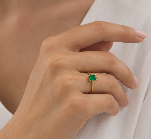 Natural Emerald Ring in 14K Yellow Gold
