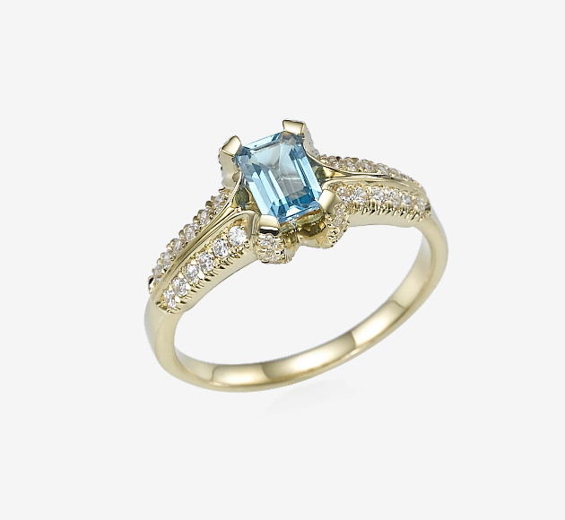 Blue Topaz Diamonds Ring