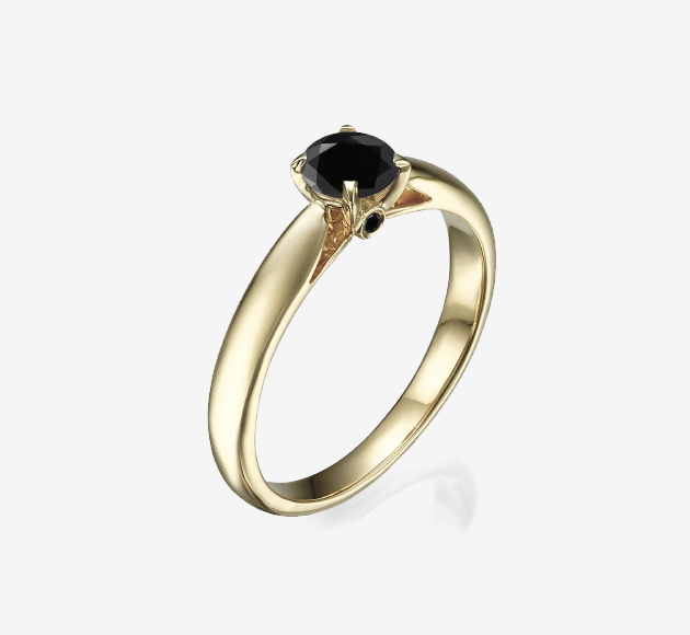  classic Solitaire Black Diamond Ring