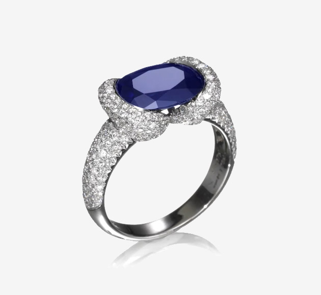 "The Laurence" Rare Blue Sapphire Diamond Ring