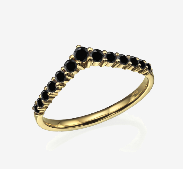 V Nesting Black Diamonds Band