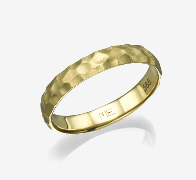Wedding Ring with Deep Hammered Texture