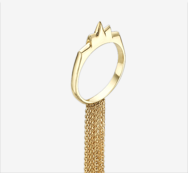 falling star ring with Dangle Chain