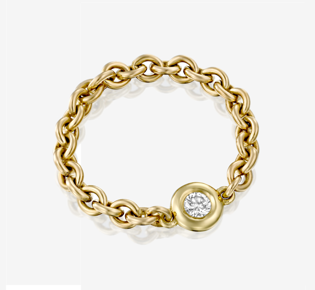 Yellow Gold Diamond Chain Ring