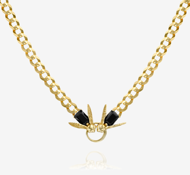 Twin fly Cuban necklace